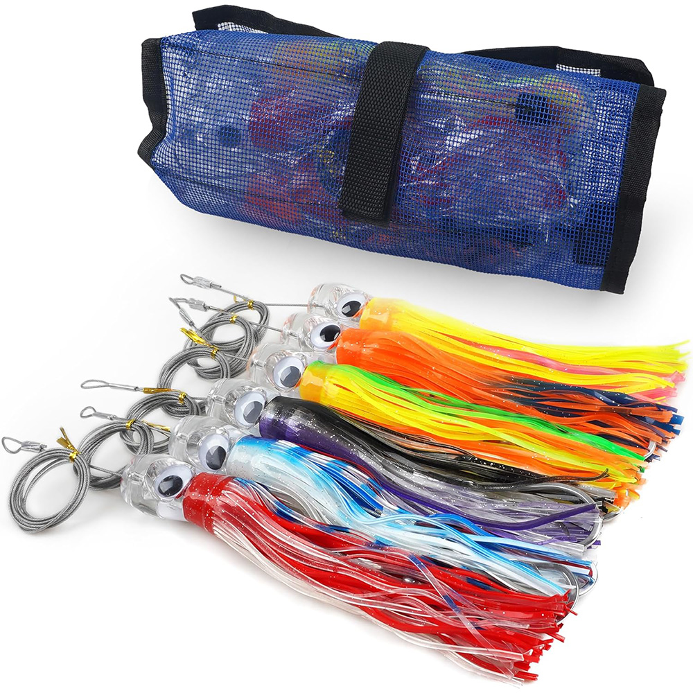 Fishing Lure Buzzbait - 6Pcs Saltwater Tolling Lures Squid Skirt