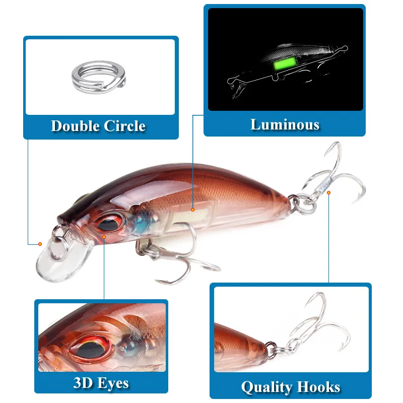 3D Eyes Luminous Minnow Fishin - Fishing Lure Crankbait 评论和价格